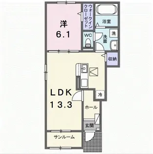 サニーフラットII【1階】の間取り