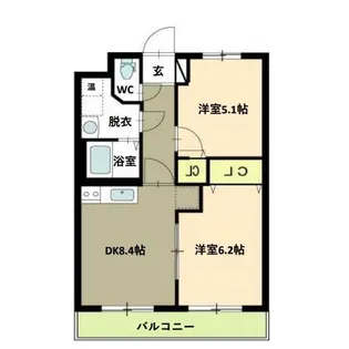 ヒーローマンションみずき野【2階】の間取り