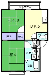 杉森アーバンハイツB棟【2階】の間取り