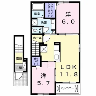 エフォートレス 八万【2階】の間取り