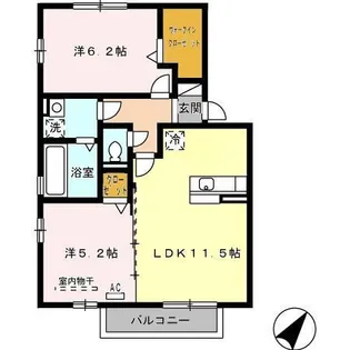 メゾン・ラ・パトリアH【2階】の間取り