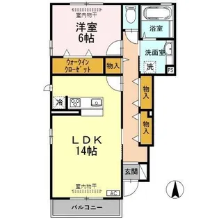 ジュネス向新庄II B【1階】の間取り