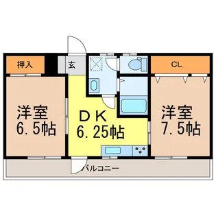 ライムハイツII【1階】の間取り