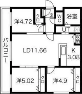 コローレ手稲【4階】の間取り