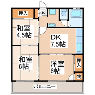 向陽台ハイツ【3階】の間取り