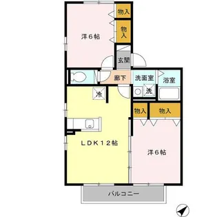 コスモガーデンB棟【1階】の間取り