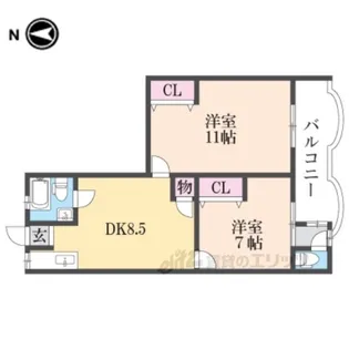 ハイツ荻野1【2階】の間取り