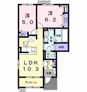 オドゥール・ダムール【1階】の間取り