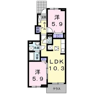 ロータス南島田C【1階】の間取り