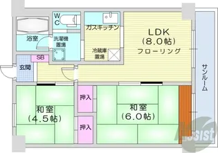 朝日レジデンス【7階】の間取り