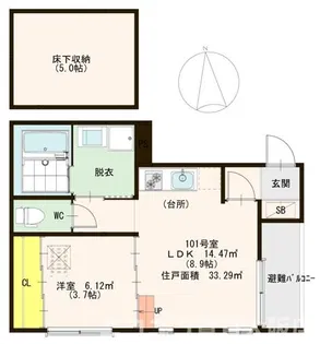 ハーモニーテラス野江【1階】の間取り