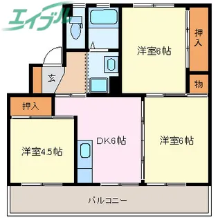 ビレッジハウス伊勢南部1号棟【5階】の間取り