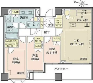 ザ・パークハウス千代田六番町【6階】の間取り