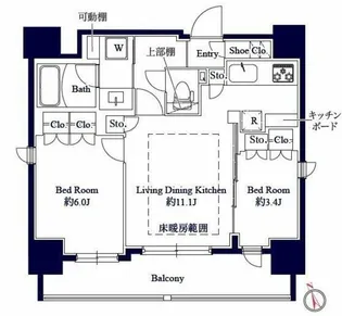 グランパセオ八丁堀2【6階】の間取り