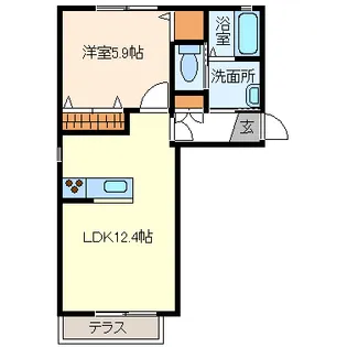 スクウェアーイズミC棟【1階】の間取り