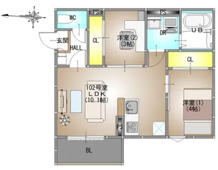 岡山県岡山市中区神下【アパート】の間取り