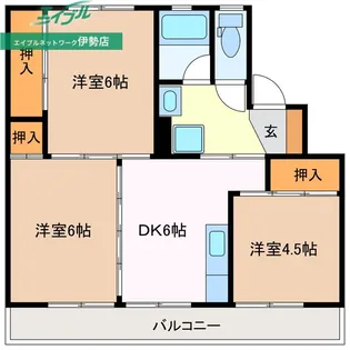ビレッジハウス伊勢南部1号棟【4階】の間取り