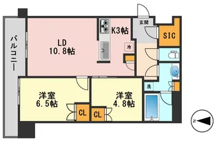 プラウドタワー小岩フロント【14階】の間取り