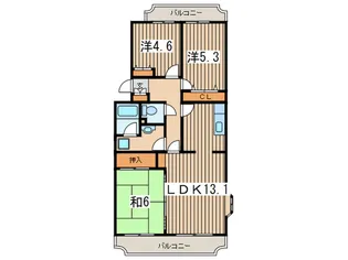 つきみ野キャニオン【3階】の間取り