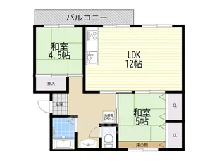 中宮第4住宅74棟【1階】の間取り