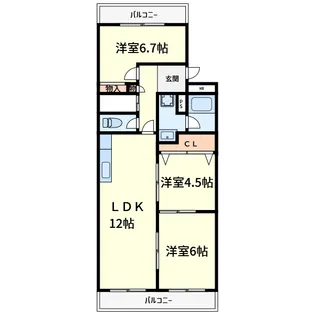 サンヴェール高槻4号棟【4階】の間取り