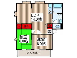 サンビレッジさいどD【2階】の間取り