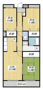 ガーデンハイツ大坂上【1階】の間取り