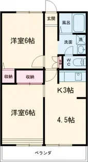 プチロジェ清原台5 A棟【1階】の間取り