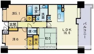 ロフティ吉塚駅前弐番館【5階】の間取り