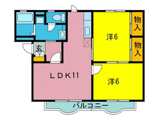 ヴェルデュ-ルガ-デンB棟【2階】の間取り