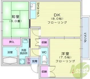 ファミールハウス雷神【1階】の間取り