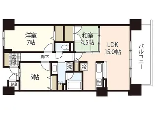 パークナード牛田本町ウエストウイング【15階】の間取り