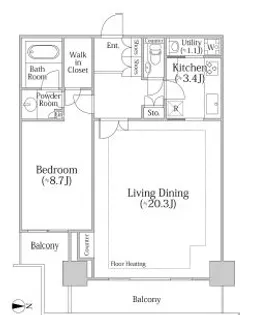 河田町ガーデン クラブフロア【33階】の間取り