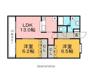 福岡県八女郡広川町大字新代【アパート】の間取り