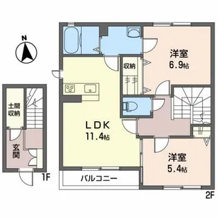 シャーメゾン リラフォートB【2階】の間取り