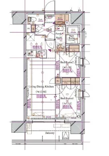 2LDKの間取り画像