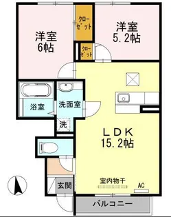 広島県広島市佐伯区三筋2【アパート】の間取り