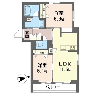 ノール グリシーヌ【2階】の間取り