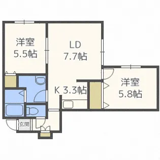メゾンクー・ドゥ・クール【2階】の間取り