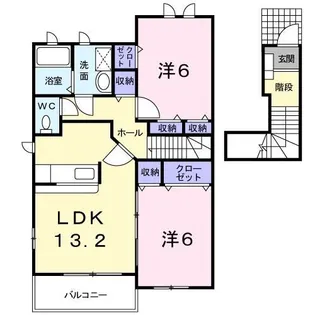 ヒルサイドタウンC【2階】の間取り