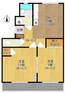 コットン水車堀マンション【2階】の間取り