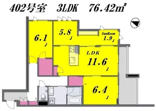 Sun Atomosphere~サン アトモスフィア~【4階】の間取り