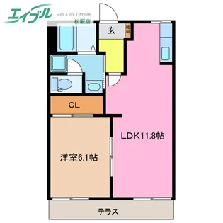 サンステージ花岡【1階】の間取り