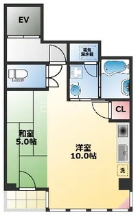 キューブ上町台【4階】の間取り