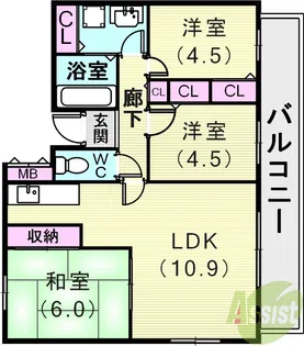 ラ・セーヌ兵庫【10階】の間取り