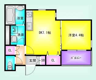セレニティ法善寺D棟【1階】の間取り