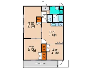 コーポ宮瀬【1階】の間取り