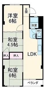 猪子石第3コーポラス【5階】の間取り