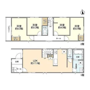 東京都国立市青柳2【一戸建】の間取り