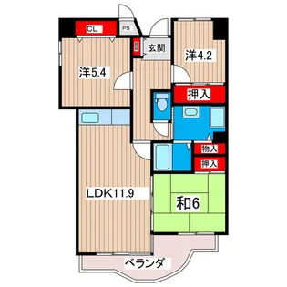 サニーヒル会瀬 1号館【2階】の間取り